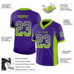 Maillot de football personnalisé en maille violet fluo vert et blanc