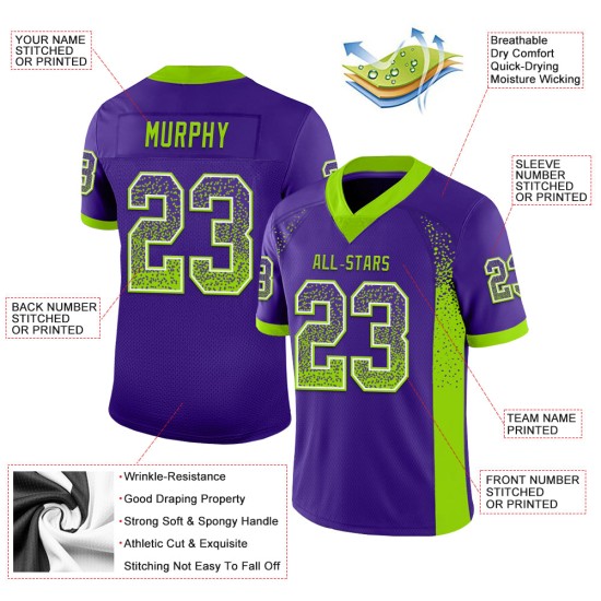 Maillot de football personnalisé en maille violet fluo vert et blanc