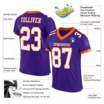 Maillot de football authentique personnalisé violet, blanc et orange