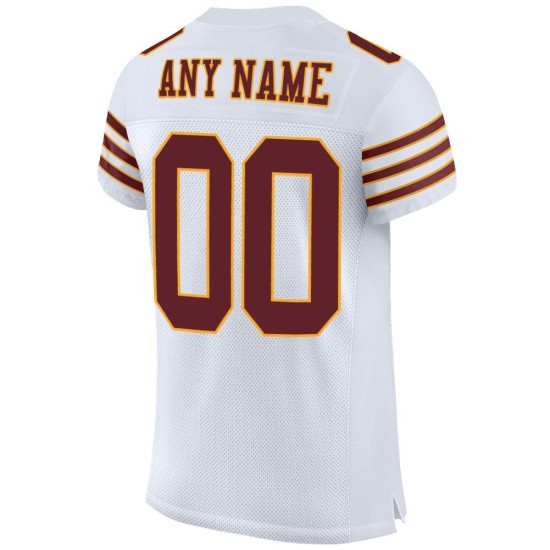 Maillot de football authentique personnalisé en maille blanc bordeaux et or