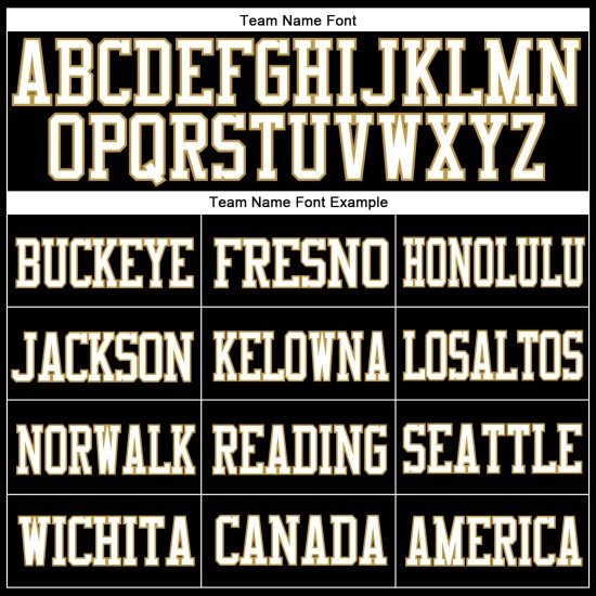 Maillot de football authentique personnalisé en maille noir, blanc et vieil or