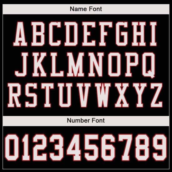 Maillot de football authentique personnalisé en maille noir, blanc et écarlate