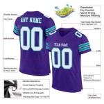 Maillot de football authentique personnalisé violet, blanc et turquoise