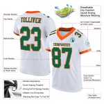 Maillot de football authentique personnalisé blanc Kelly vert-orange en maille