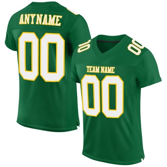 Maillot de football authentique personnalisé en maille vert Kelly blanc-or