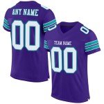 Maillot de football authentique personnalisé violet, blanc et turquoise