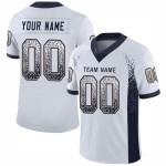 Maillot de football personnalisé en maille blanche, bleu marine et or vieilli