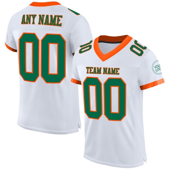 Maillot de football authentique personnalisé blanc Kelly vert-orange en maille