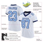Maillot de football authentique personnalisé en maille blanc bleu clair et bleu marine