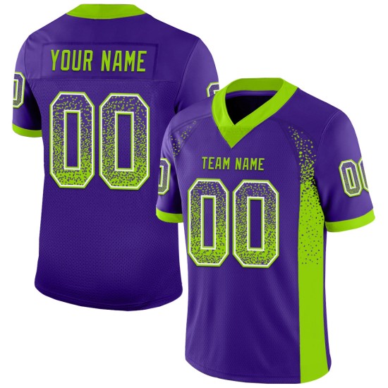Maillot de football personnalisé en maille violet fluo vert et blanc