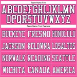 Maillot de football authentique personnalisé en maille rose, blanc et bleu marine