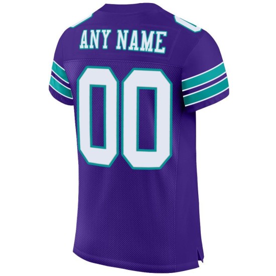 Maillot de football authentique personnalisé violet, blanc et turquoise